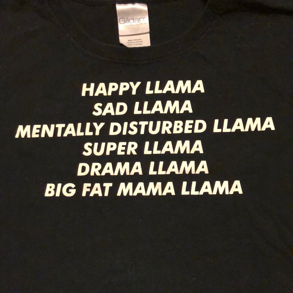 Happy Llama Graphic Black Tee size Large
